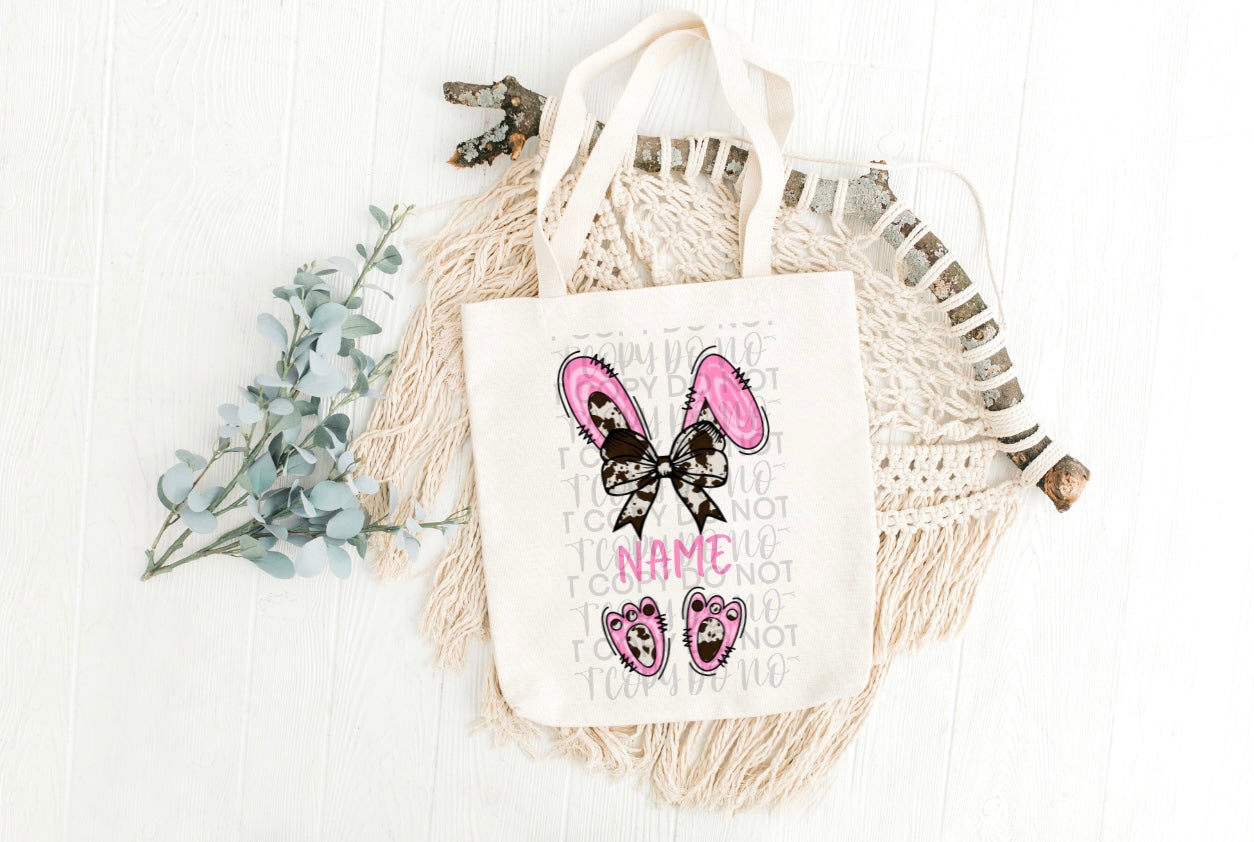 Pink Cow Bunny Easter Tote Bag
