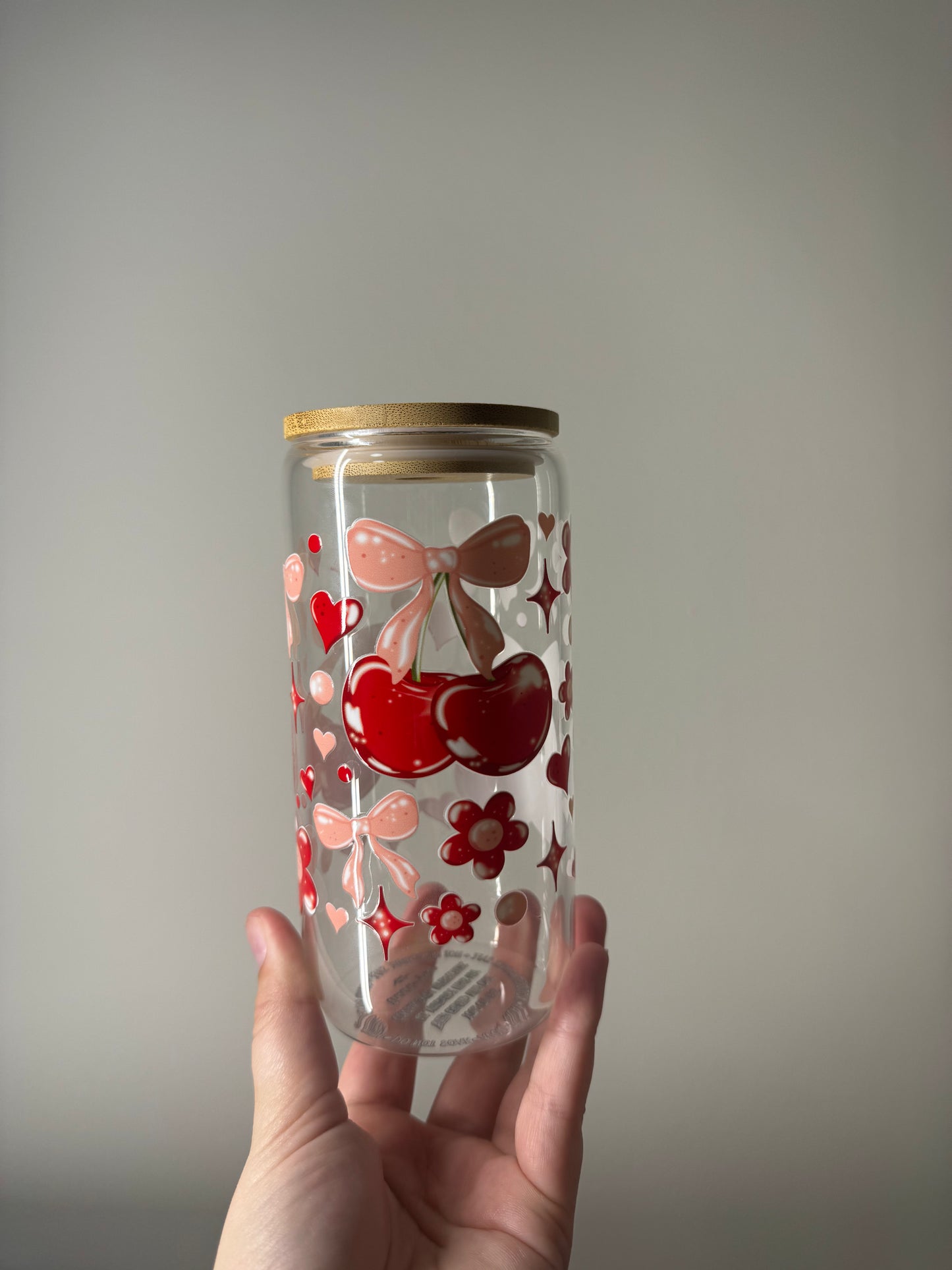 Cherries & Flowers 16oz Glass Cup