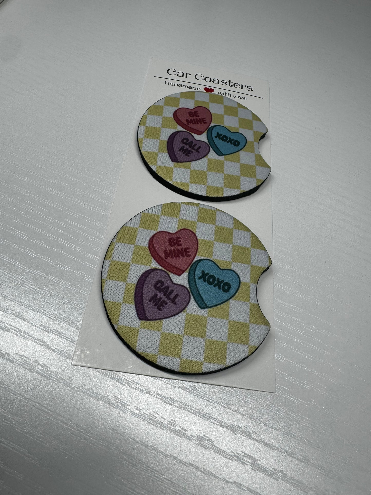 Candy Hearts Car Coasters