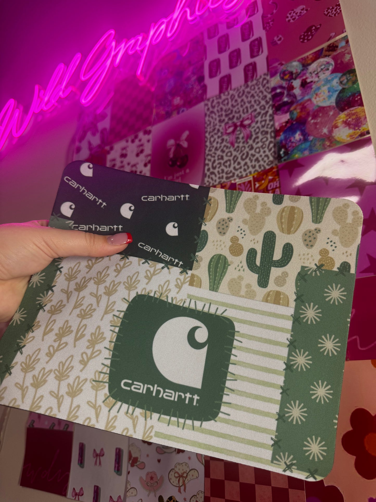 Green Patchwork Mouse Pad