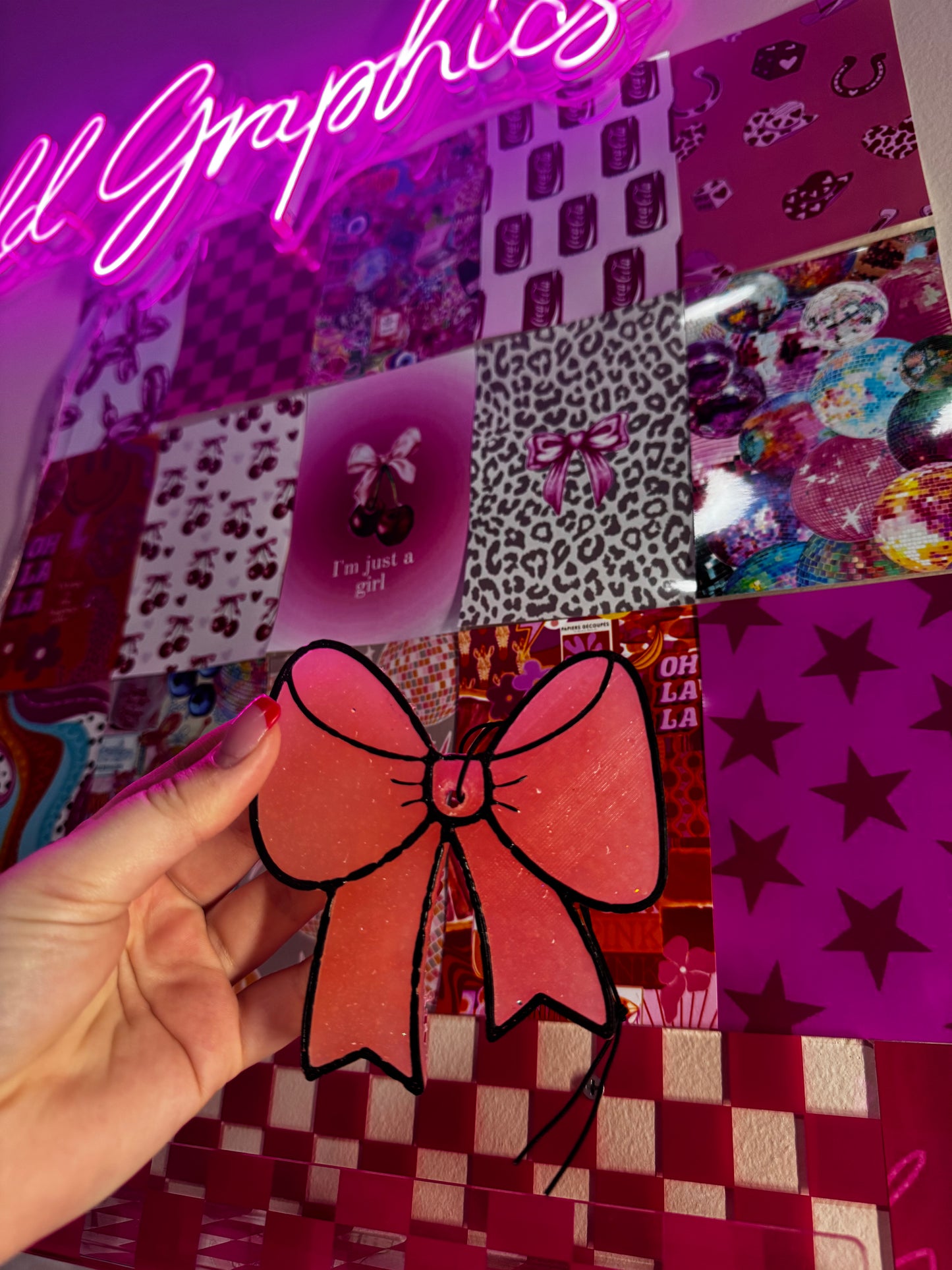 Light Pink Bow Car Freshie