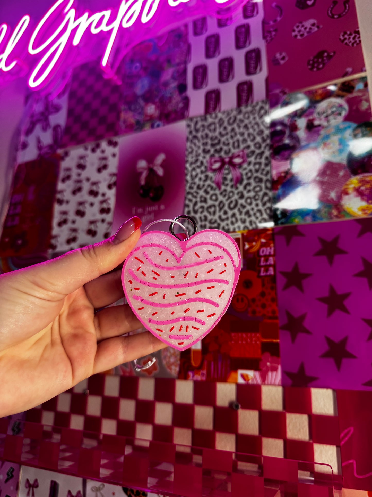 Pink Heart Cake Car Freshie