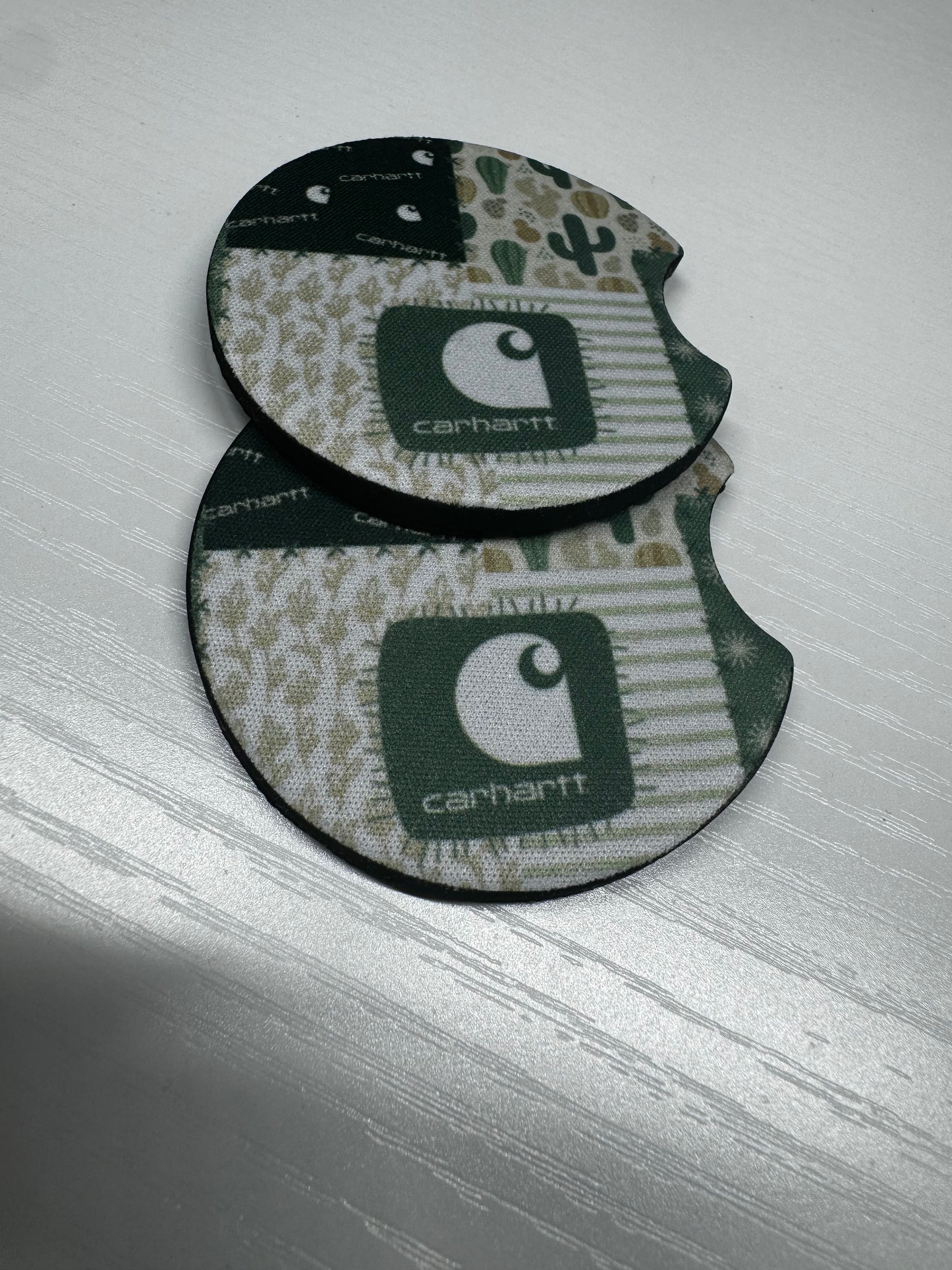 Green Patchwork Car Coasters