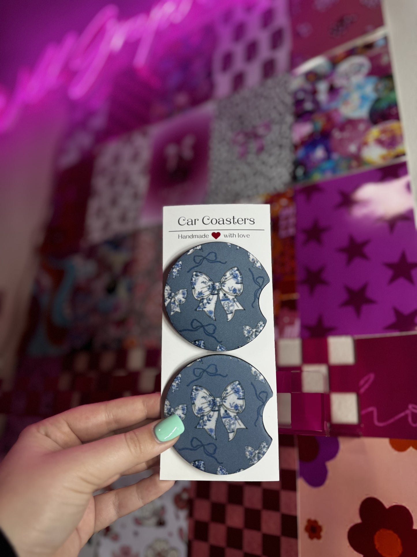 Blue Coquette Car Coasters