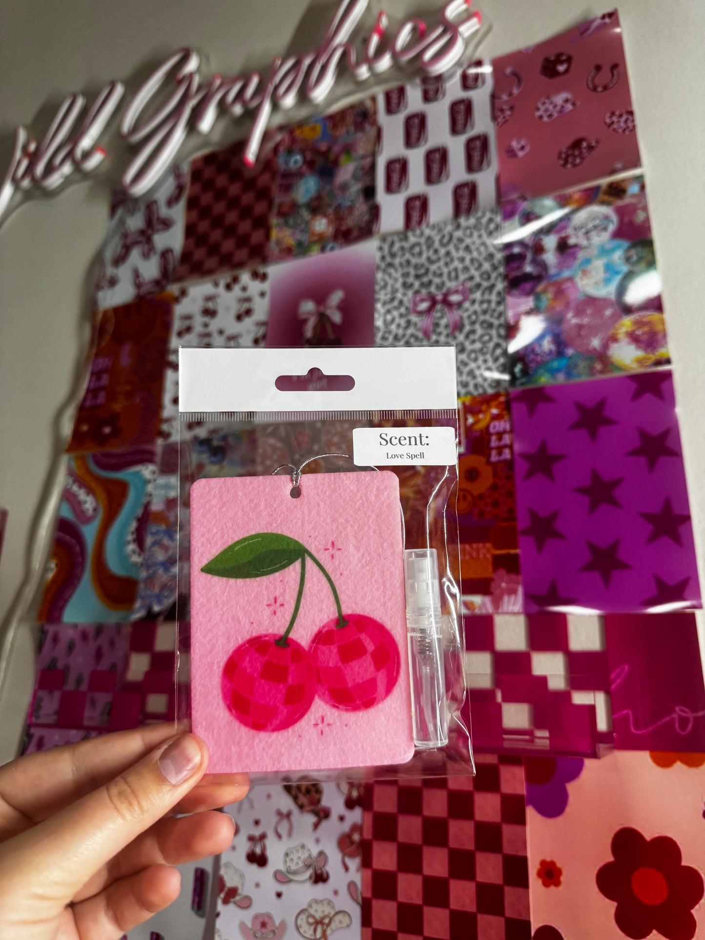 Disco Cherries Felt Car Freshie
