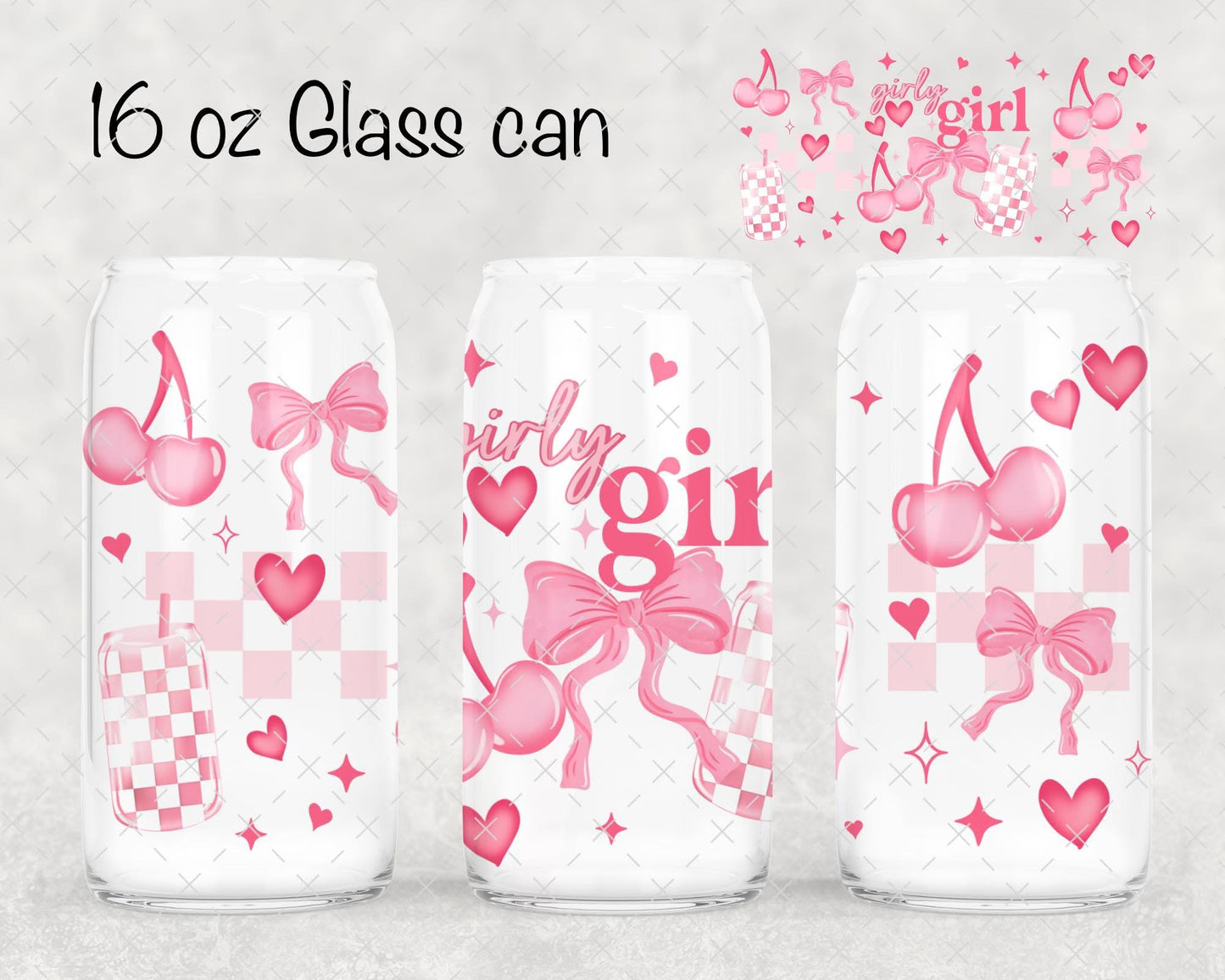 Girly Girl Bows 16oz Glass Cup