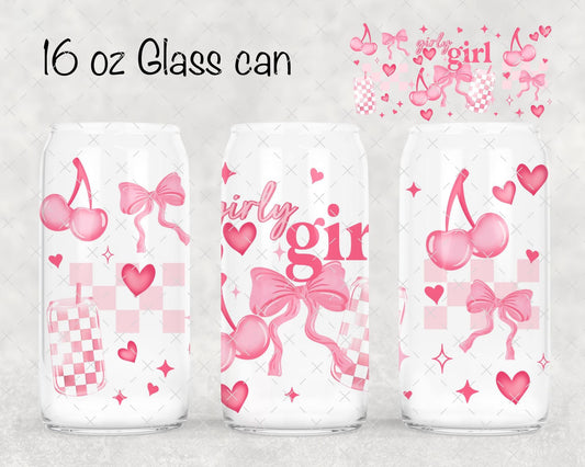 Girly Girl Bows 16oz Glass Cup