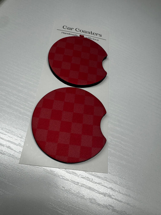 Pink Checkered Car Coasters