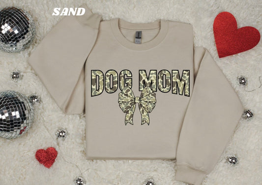 Camo Coquette Dog Mom Crewneck