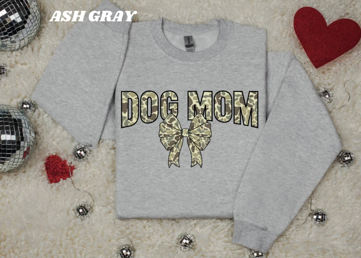 Camo Coquette Dog Mom Crewneck