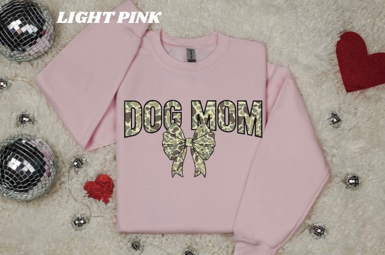 Camo Coquette Dog Mom Crewneck