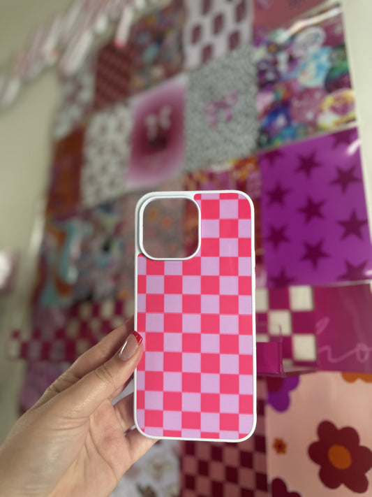 Pink Checkered Phone Case