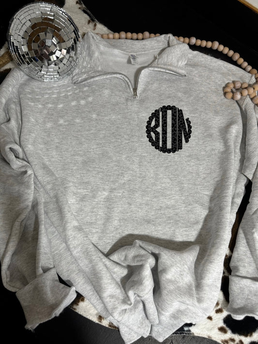 Black Cheetah Personalized Monogram Quarter Zip